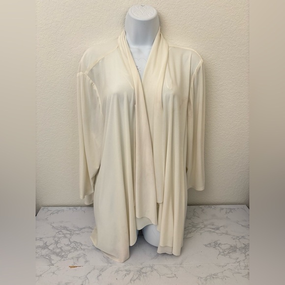 R&M Richards Sweaters - Vtg R&M Richards by Karen Kwong Sz 2x Womens Open Cardigan Cream Ivory Drape